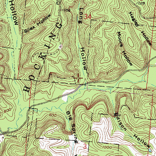 Topographic Map of Long Hollow, OH