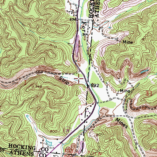 Topographic Map of Long Hollow, OH