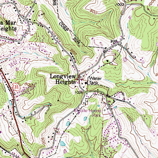 Topographic Map of Longview Heights, OH