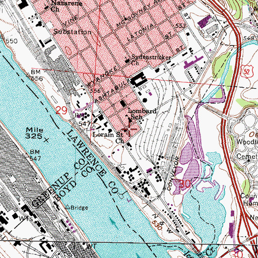 Topographic Map of Loran Street Church, OH