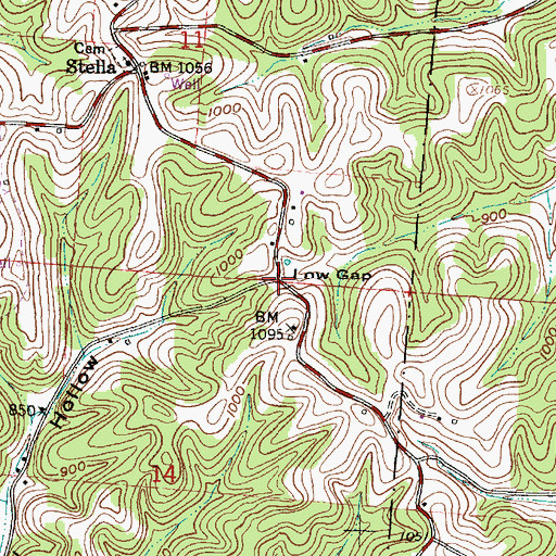 Topographic Map of Low Gap, OH