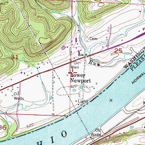Topographic Map of Lower Newport, OH