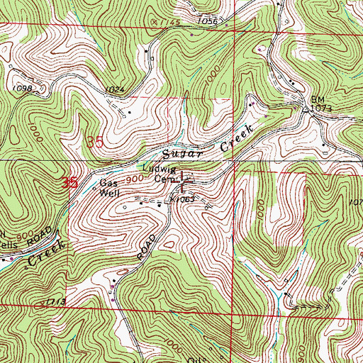 Topographic Map of Ludwig Cemetery, OH