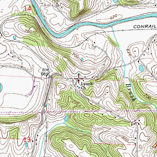 Topographic Map of Lynch Church, OH