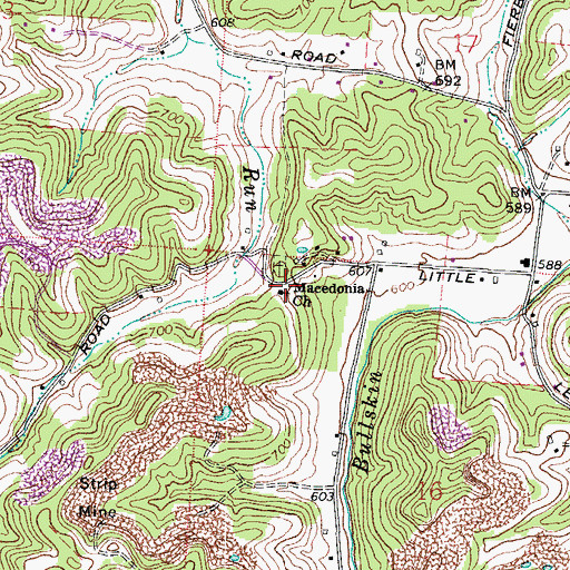 Topographic Map of Macedoina Church, OH