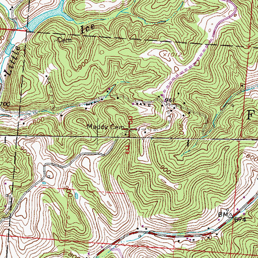 Topographic Map of Maddy Cemetery, OH