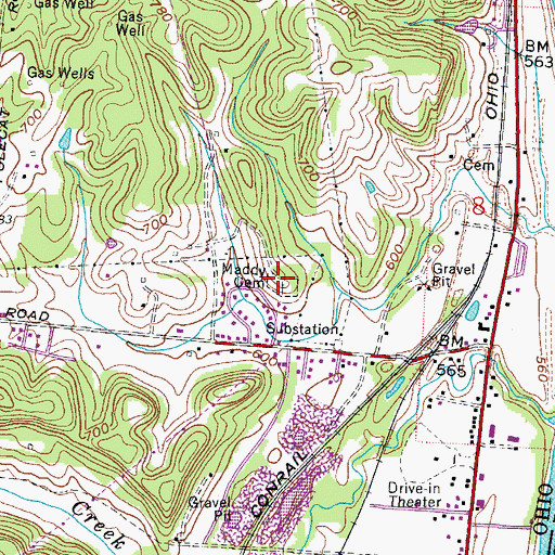 Topographic Map of Maddy Cemetery, OH