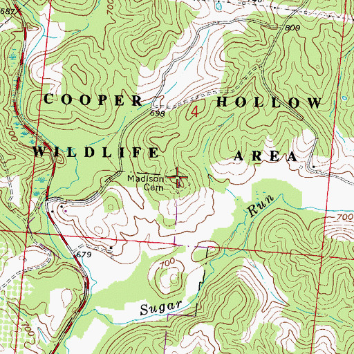 Topographic Map of Madison Cemetery, OH