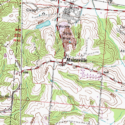 Topographic Map of Mainsville, OH