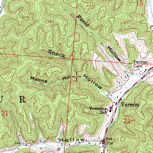 Topographic Map of Malone Hollow, OH