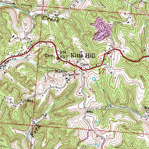 Topographic Map of Mamre Church, OH