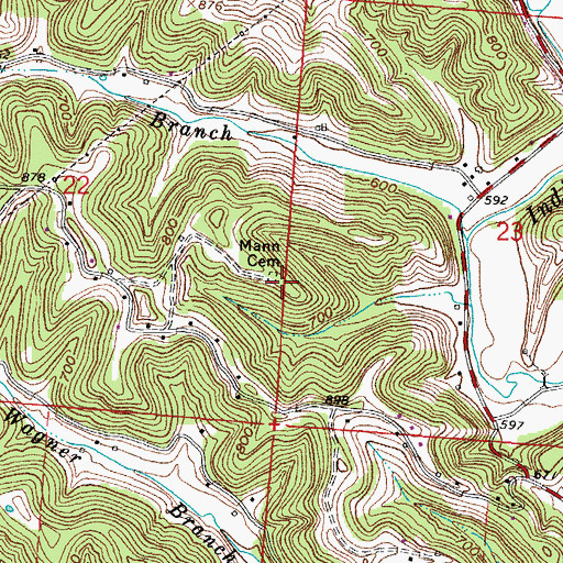 Topographic Map of Mann Cemetery, OH