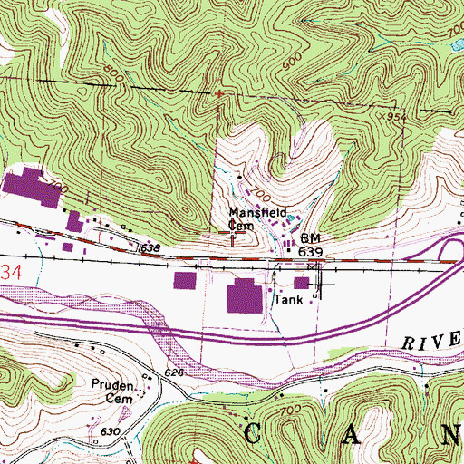 Topographic Map of Mansfield Cemetery, OH