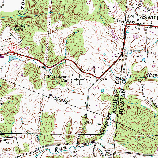 Topographic Map of Maplewood Cemetery, OH