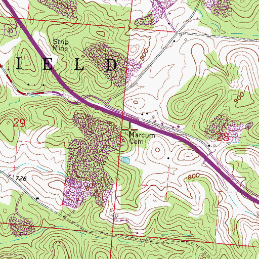 Topographic Map of Marcum Cemetery, OH
