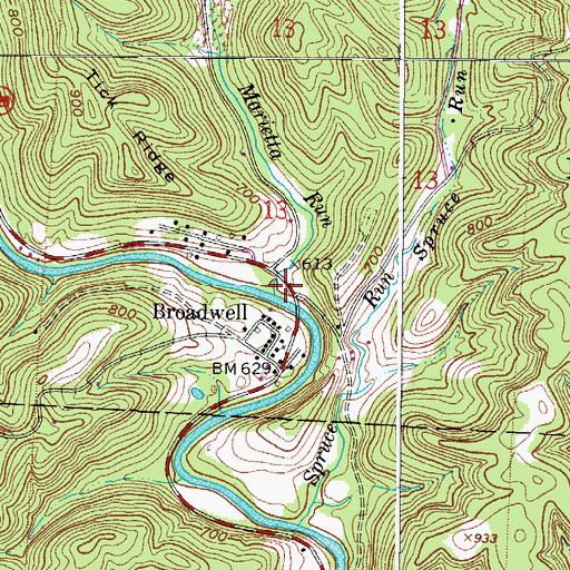 Topographic Map of Marietta Run, OH