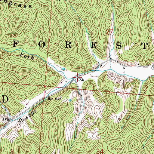 Topographic Map of Markin Fork, OH