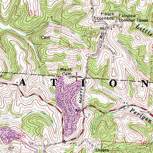 Topographic Map of Martt Cemetery, OH