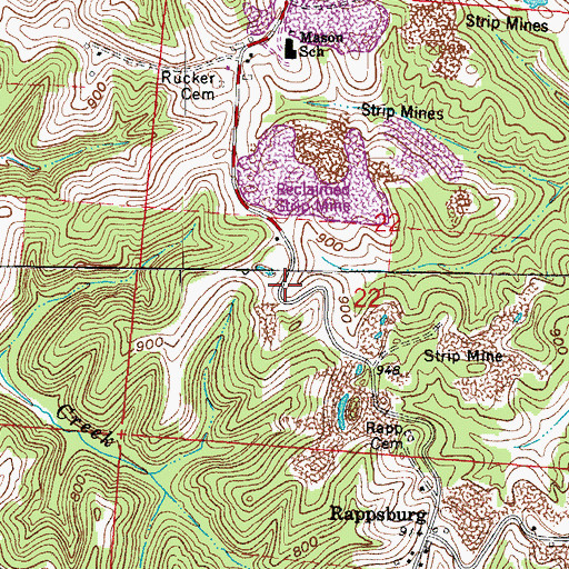 Topographic Map of Mason School, OH