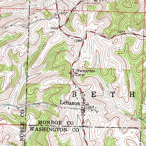Topographic Map of Masterton Cemetery, OH