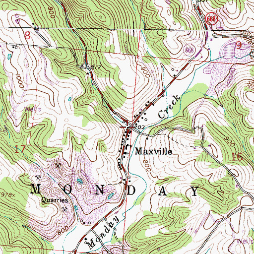Topographic Map of Maxville, OH