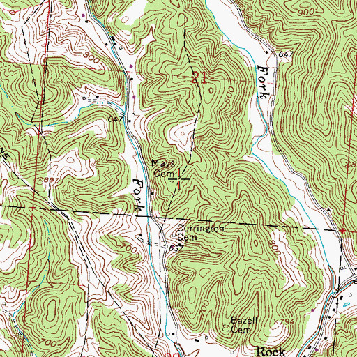 Topographic Map of Mays Cemetery, OH