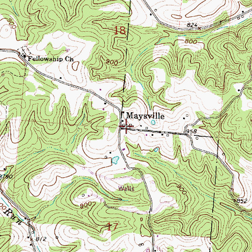 Topographic Map of Maysville, OH