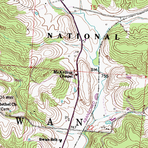 Topographic Map of McArthur Chapel, OH
