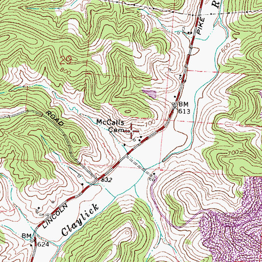 Topographic Map of McCalls Cemetery, OH