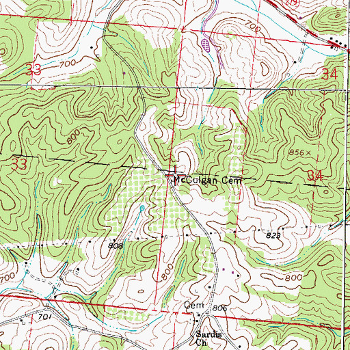 Topographic Map of McCulgan Cemetery, OH