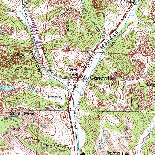 Topographic Map of McCuneville, OH