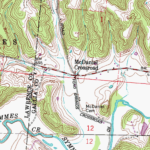 Topographic Map of McDaniel Crossroad, OH