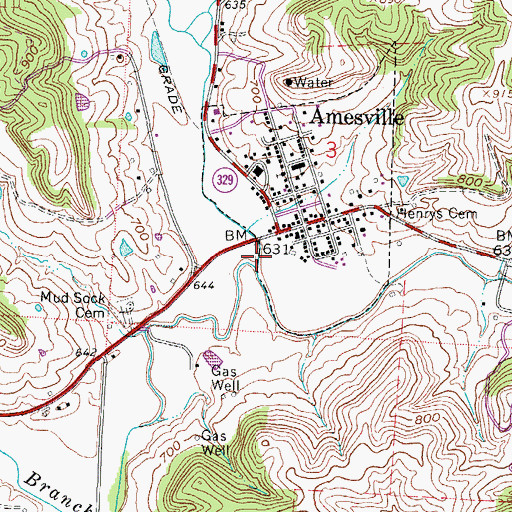 Topographic Map of McDougall Branch, OH