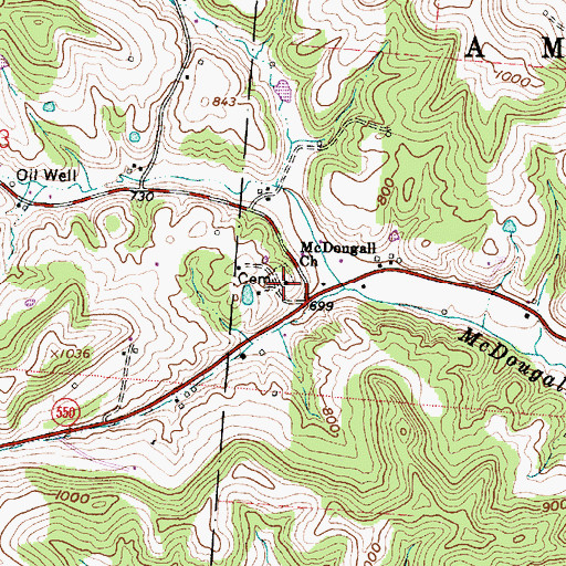 Topographic Map of McDougall Church, OH