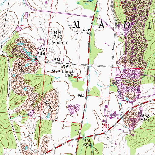 Topographic Map of McKitterick Cemetery, OH