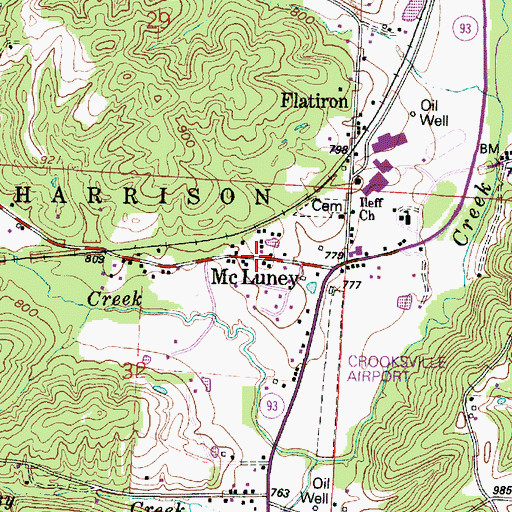 Topographic Map of McLuney, OH