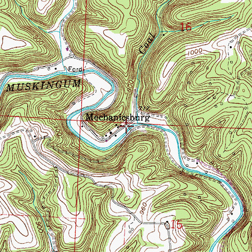 Topographic Map of Mechanicsburg, OH