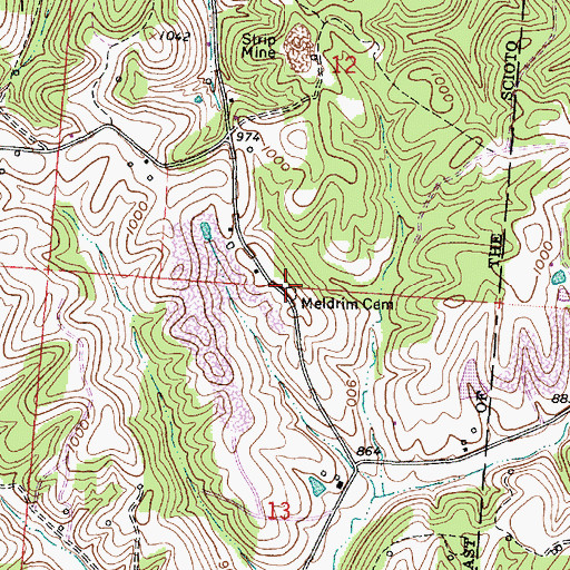 Topographic Map of Meldrim Cemetery, OH