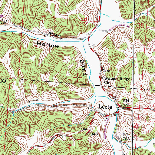 Topographic Map of Meyers Hollow, OH