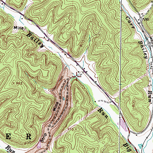 Topographic Map of Middle Bailey Run, OH