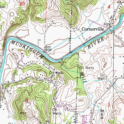 Topographic Map of Mill Run, OH