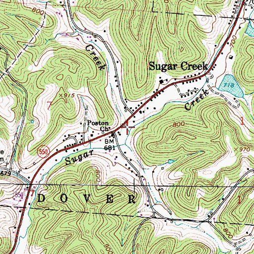 Topographic Map of Mill Creek, OH