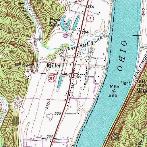 Topographic Map of Miller, OH