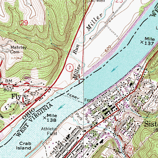 Topographic Map of Miller Run, OH