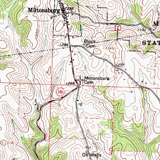 Topographic Map of Miltonsburg Cemetery, OH