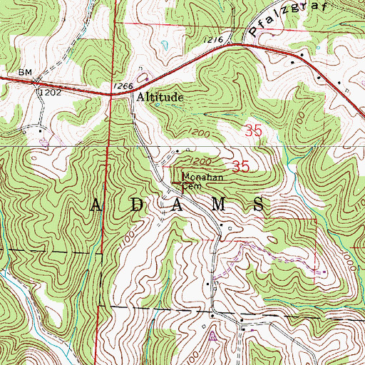 Topographic Map of Monahan Cemetery, OH
