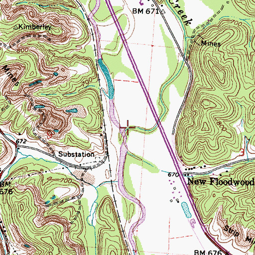Topographic Map of Monday Creek, OH