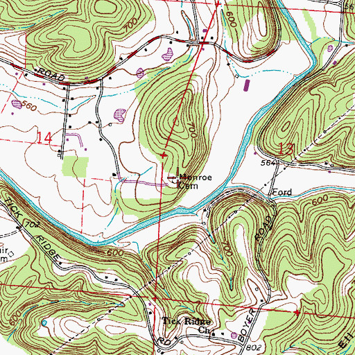Topographic Map of Monroe Cemetery, OH