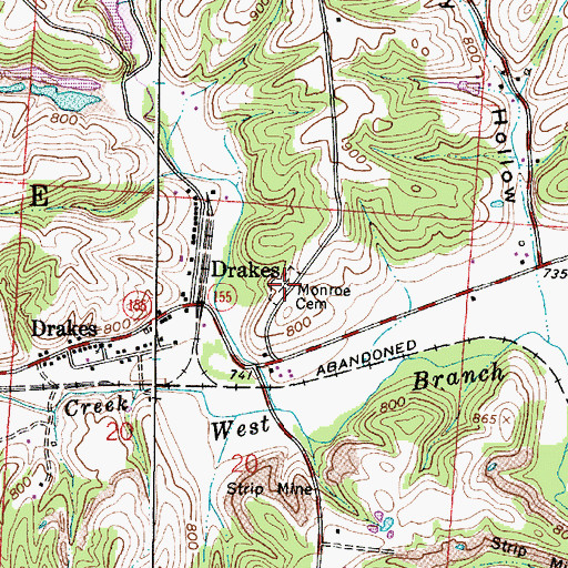 Topographic Map of Monroe Cemetery, OH