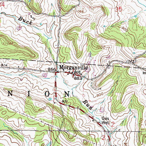 Topographic Map of Morganville, OH